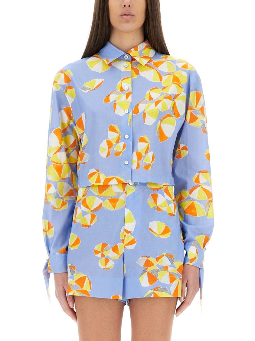 Moschino "Beach Umbrellas" Cropped Shirt