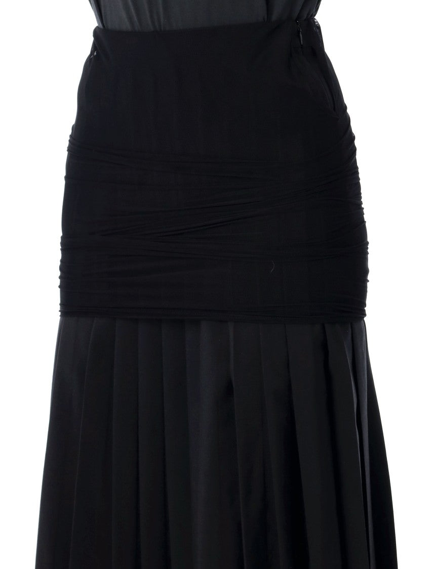 Mm6 By Maison Margiela Wool-Blend Pleated Midi Skirt