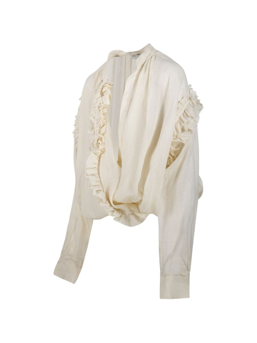 Dries Van Noten Draped Front Long-Sleeved Shirt