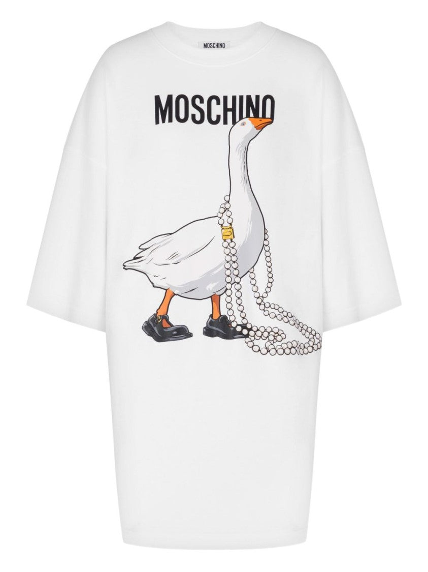 Moschino White Silk And Nylon Mini Dress