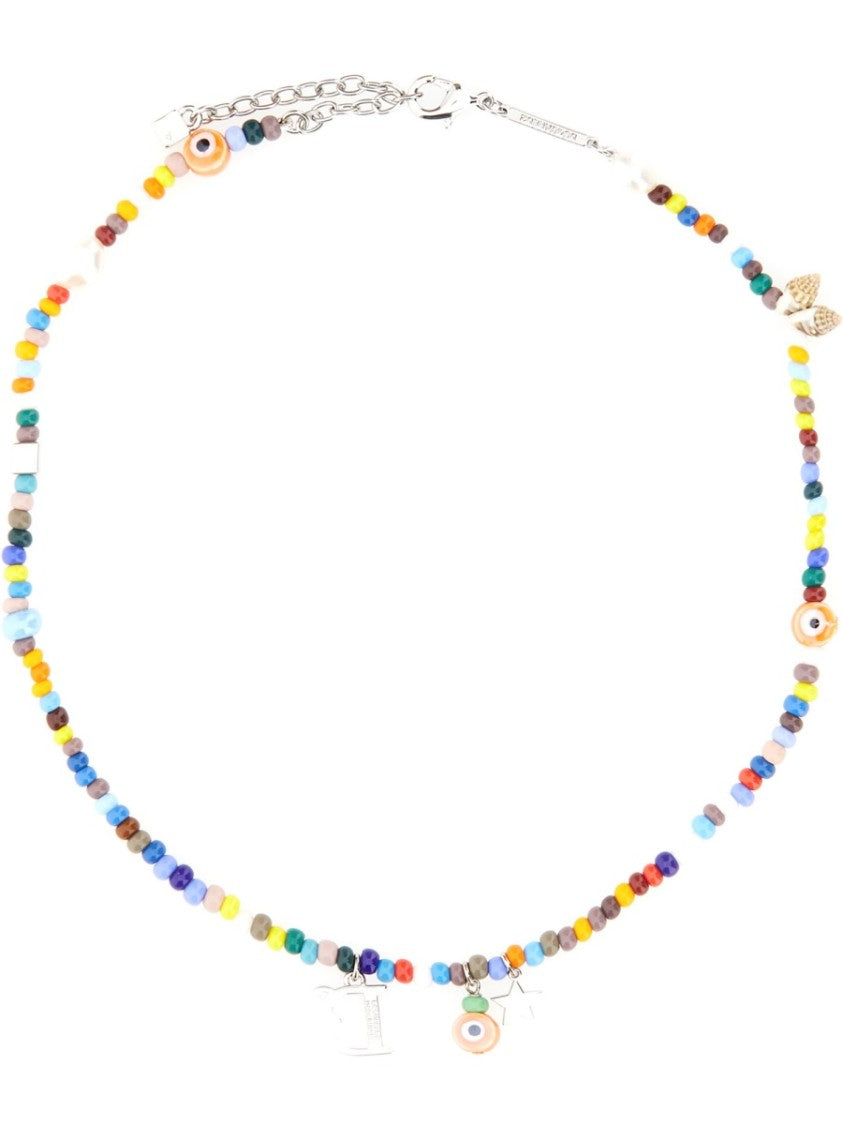 Dsquared2 Vibrant Colorful Beads River Shell Brass Necklace