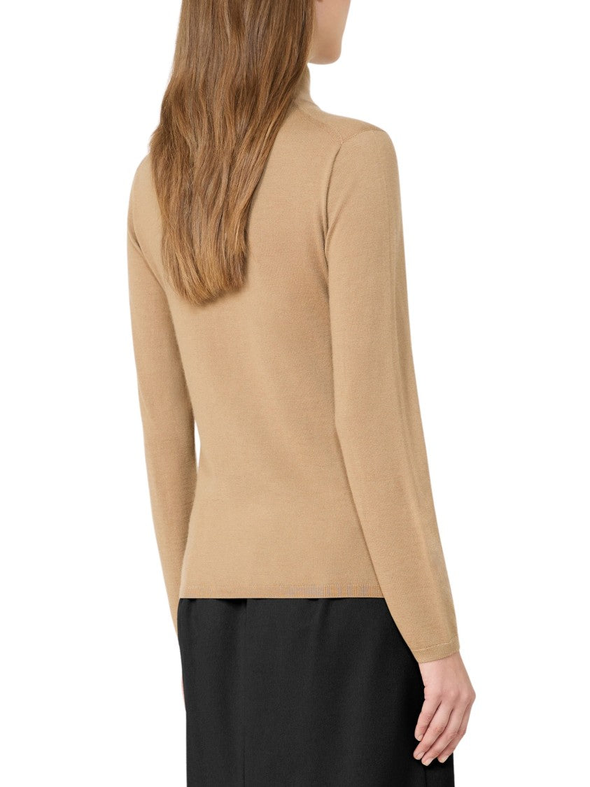 Max Mara Brown Gatto Cashmere Mock Neck Sweater