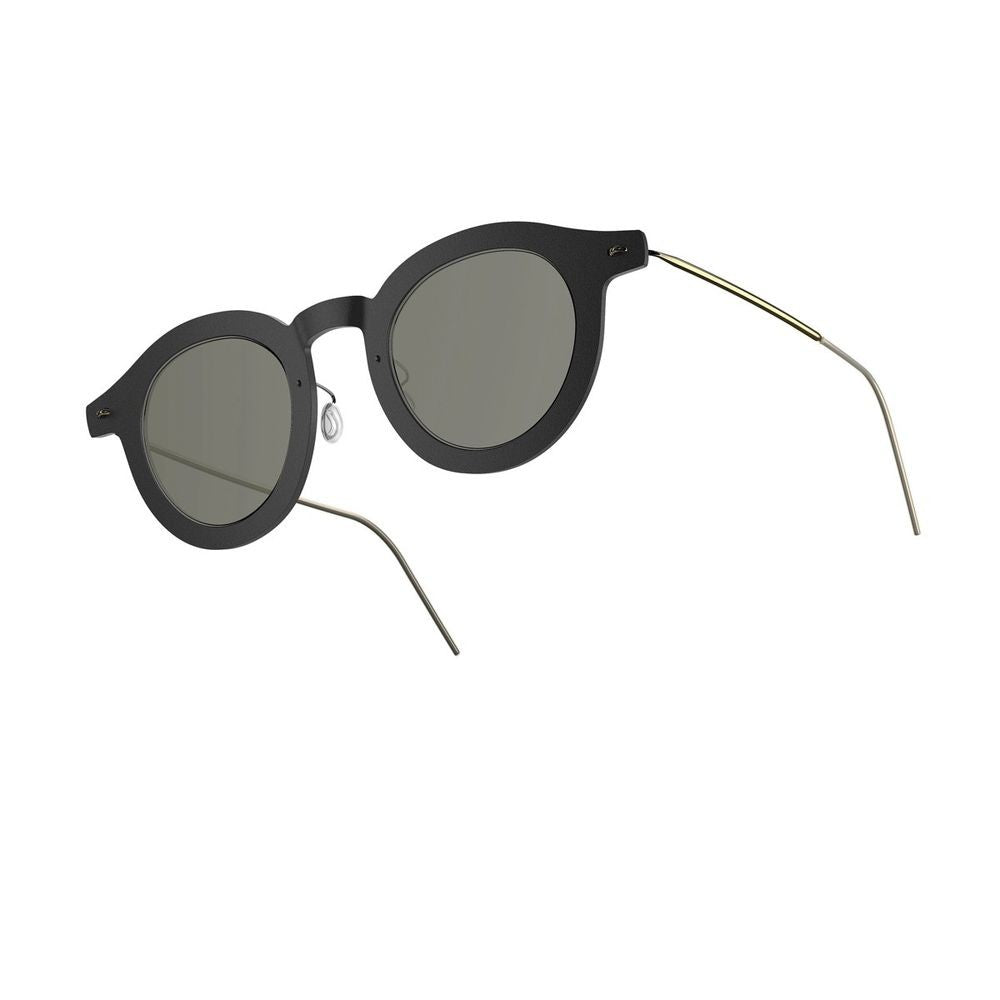 Lindberg Sun Titanium 8342 D16/Pgt/Sl115 Black Matte Round Frame Sunglasses