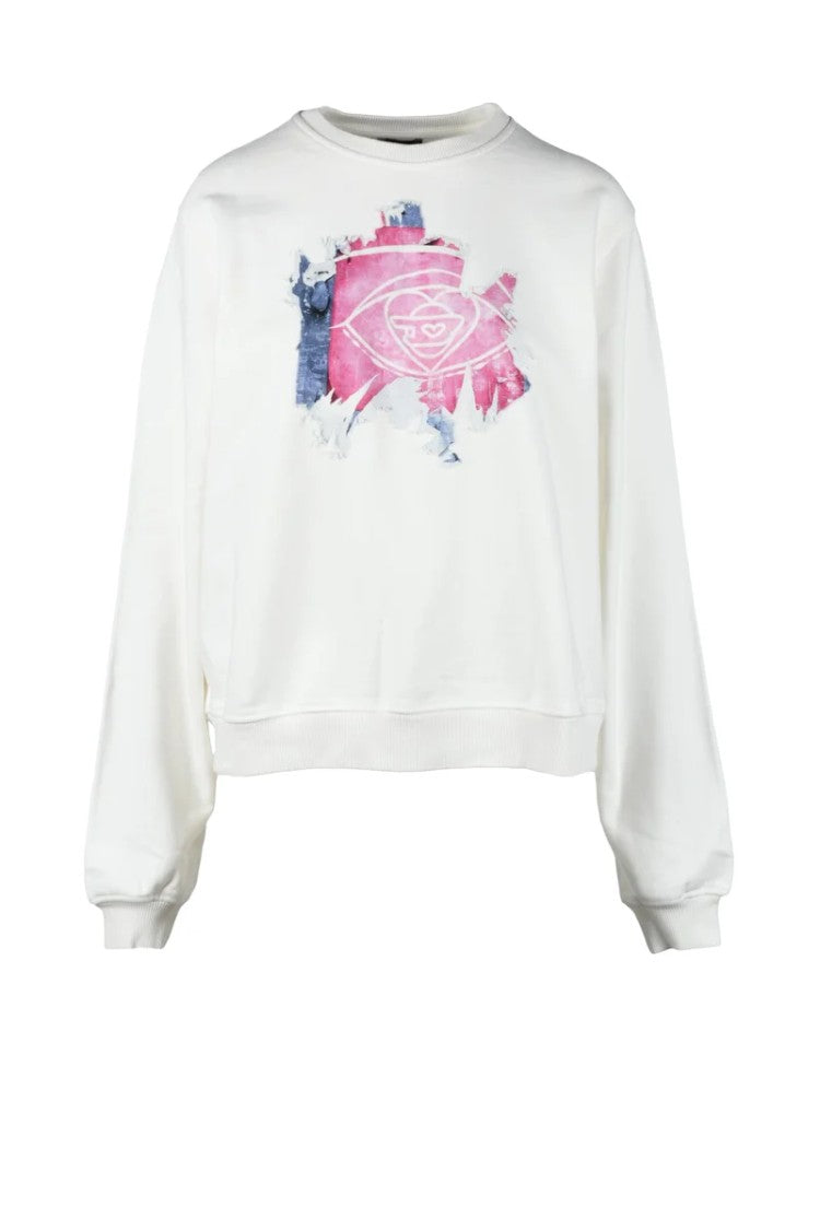 Diesel White Cotton Crew Neck Sweatshirt