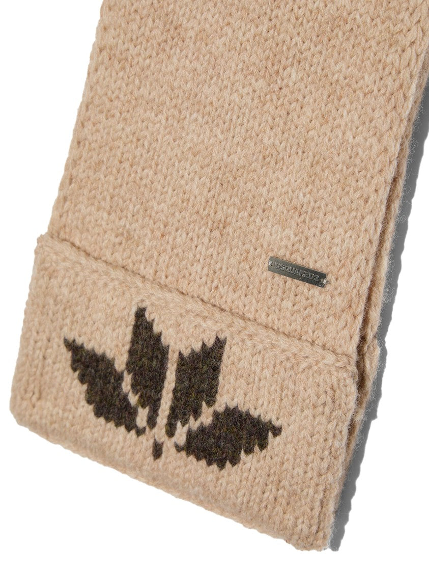 Dsquared2 Snowflakes Logo Knit Wool Scarf