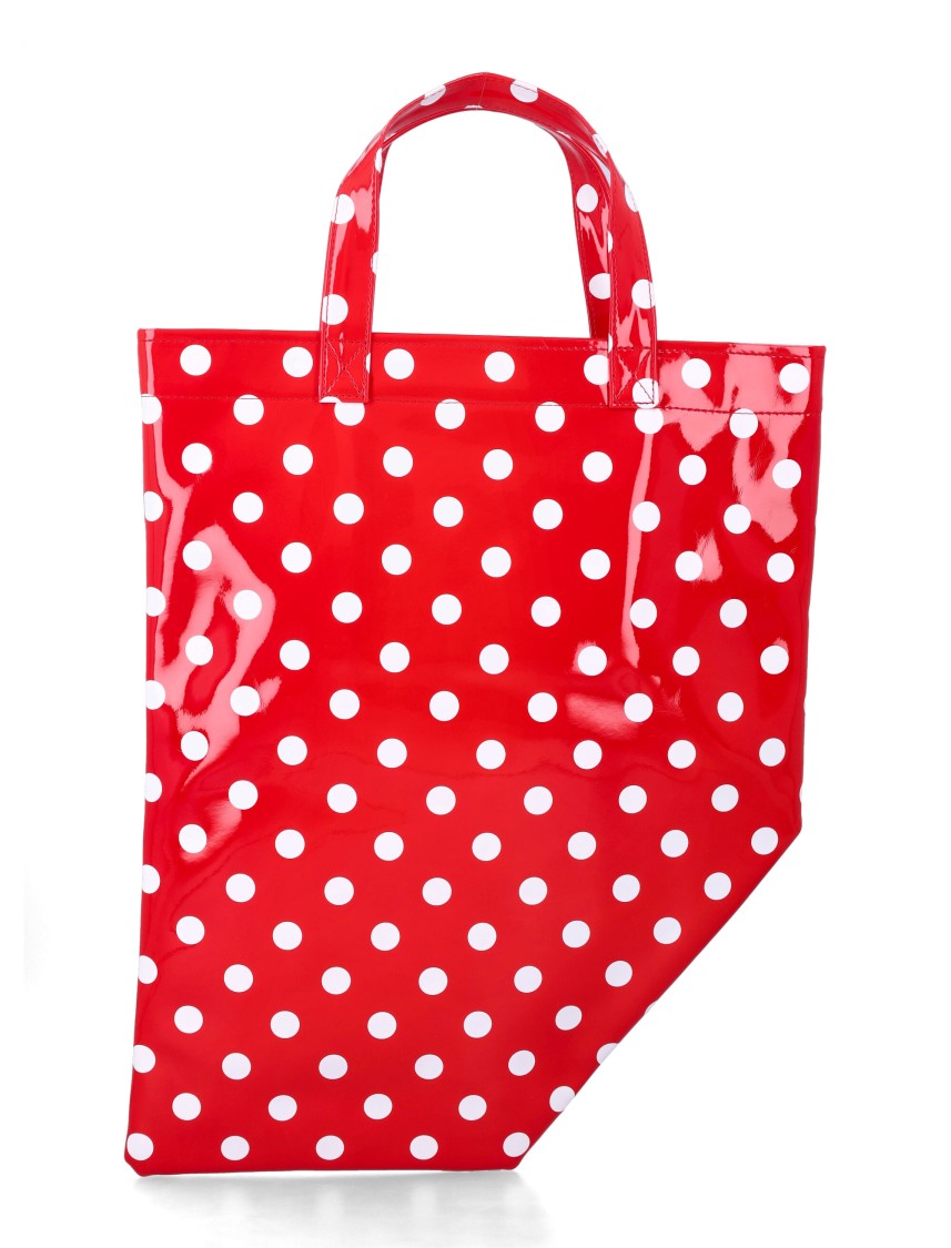 Comme Des Garçons Asymmetrical Red Polka Dot Tote Bag