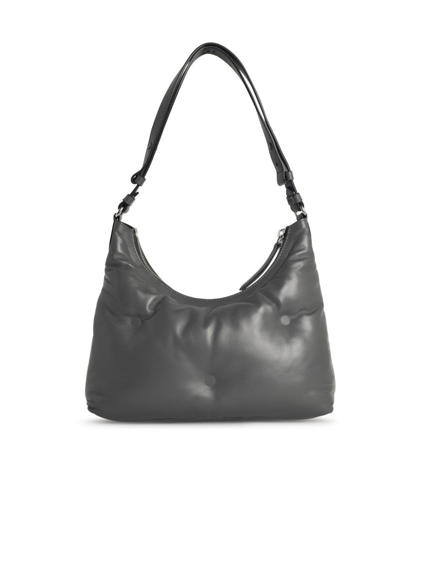 Maison Margiela Hobo Glam Slam' Small Bag In Pebble Grey Leather