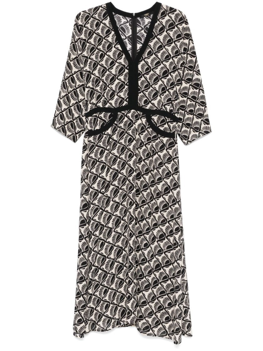 Seventy Sergio Tegon Flowing Black And Cream Maxi Dress