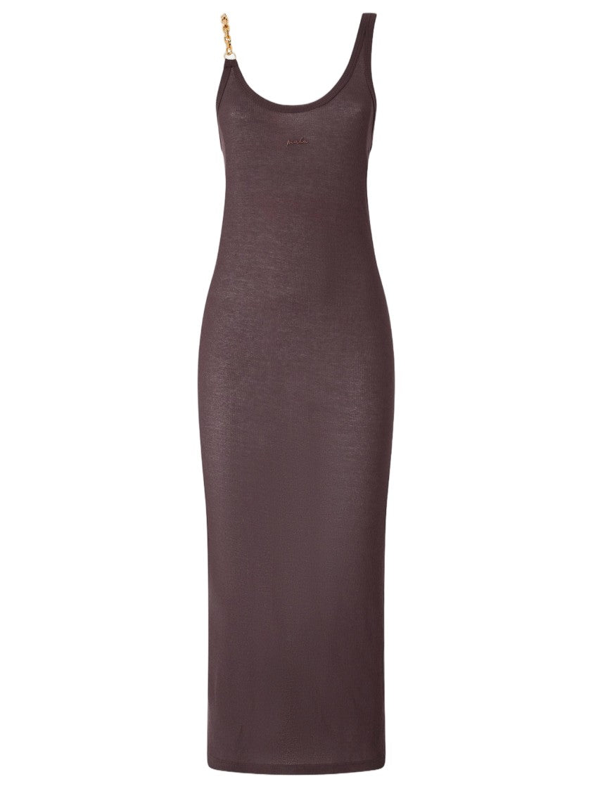 Pinko Stretch Cotton Dress With Jeweled Straps