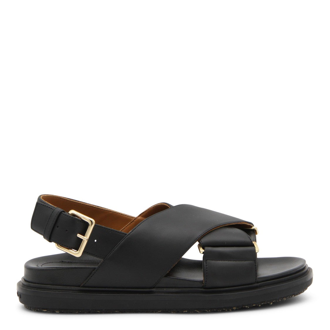 Marni Black Leather Crisscross Model Sandals
