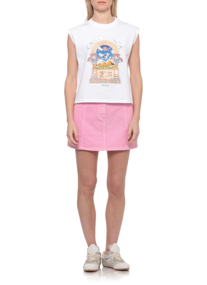 Casablanca White Bright Egyptian Arch Tank Top