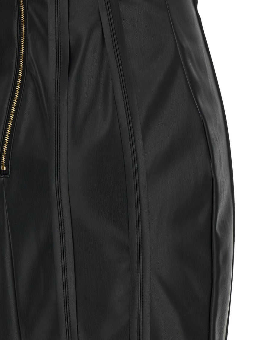 Elisabetta Franchi Structured Nappa Effect Midi Dress With Bustier Construction