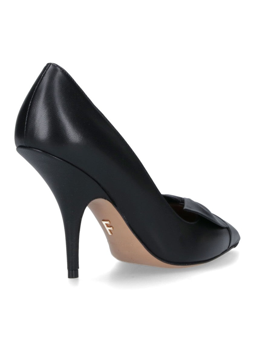 Ferragamo High Heel Black Pumps With Polished Finish