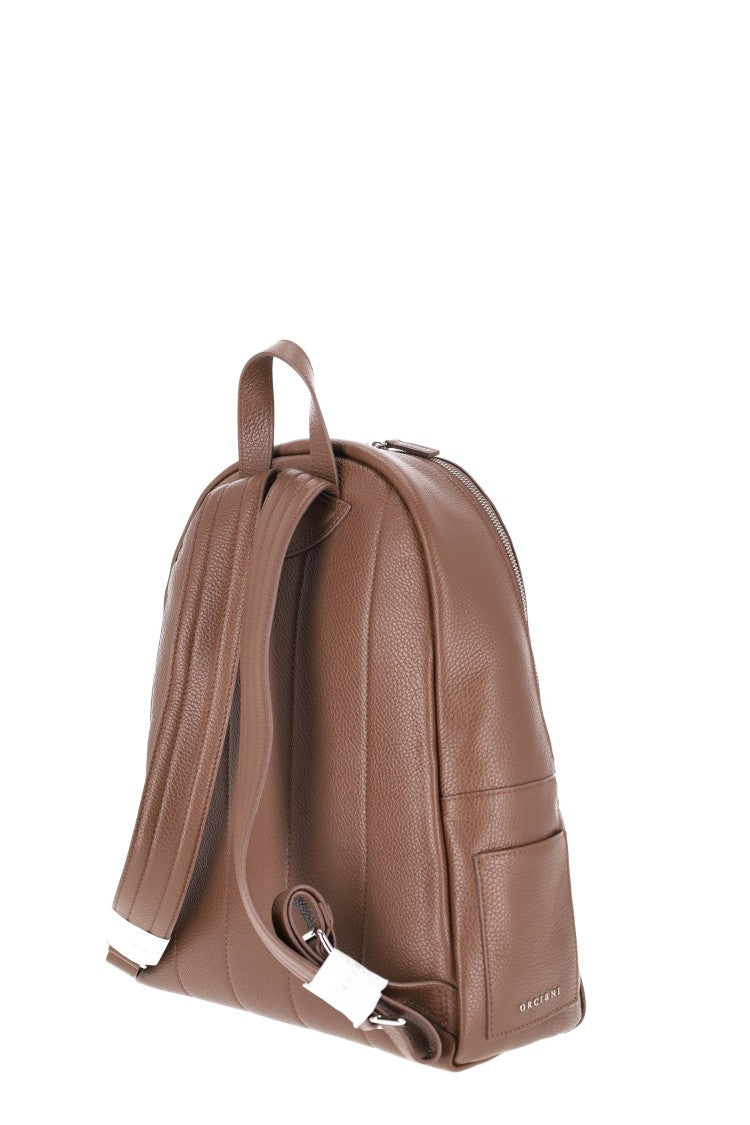Orciani Pebbled Leather Handcrafted Urban Backpack