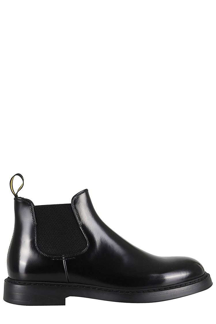 Doucal's Black Beatles Horse Glossy Leather Ankle Boots