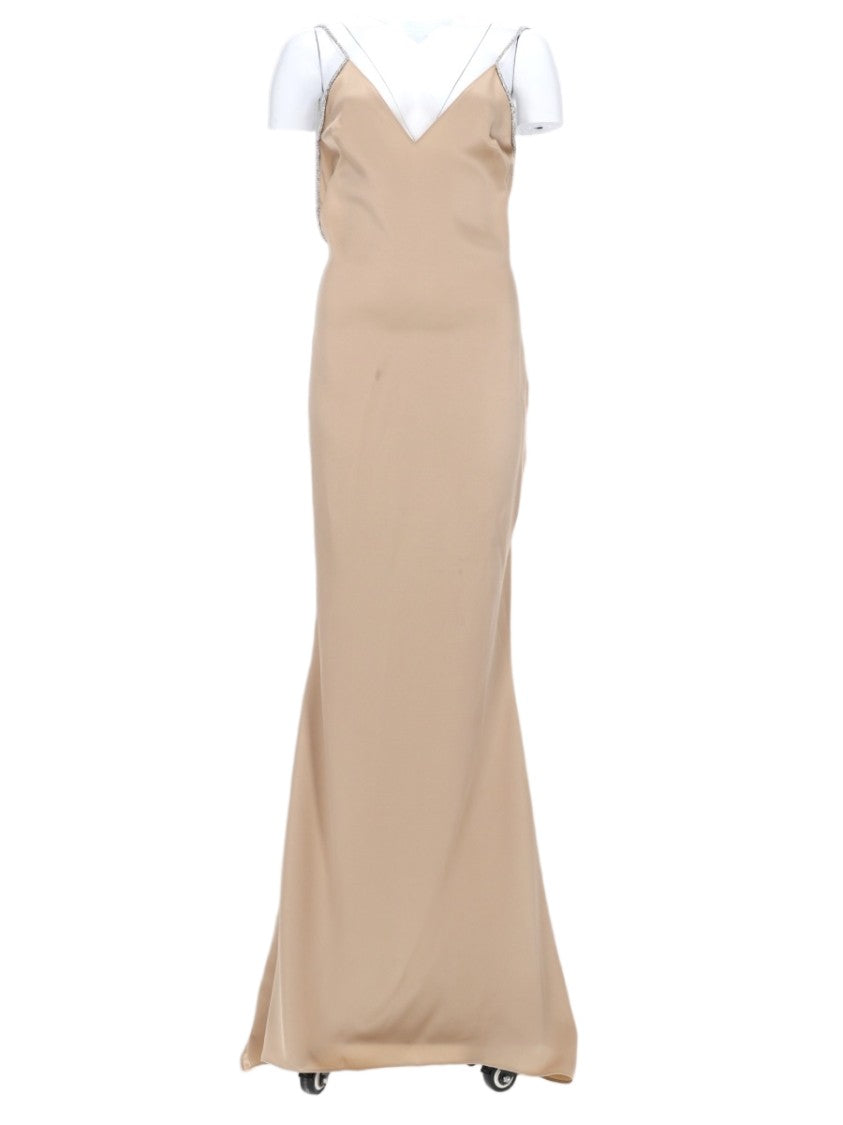 Tom Ford Sleeveless Satin Evening Gown With Chain Embroidery