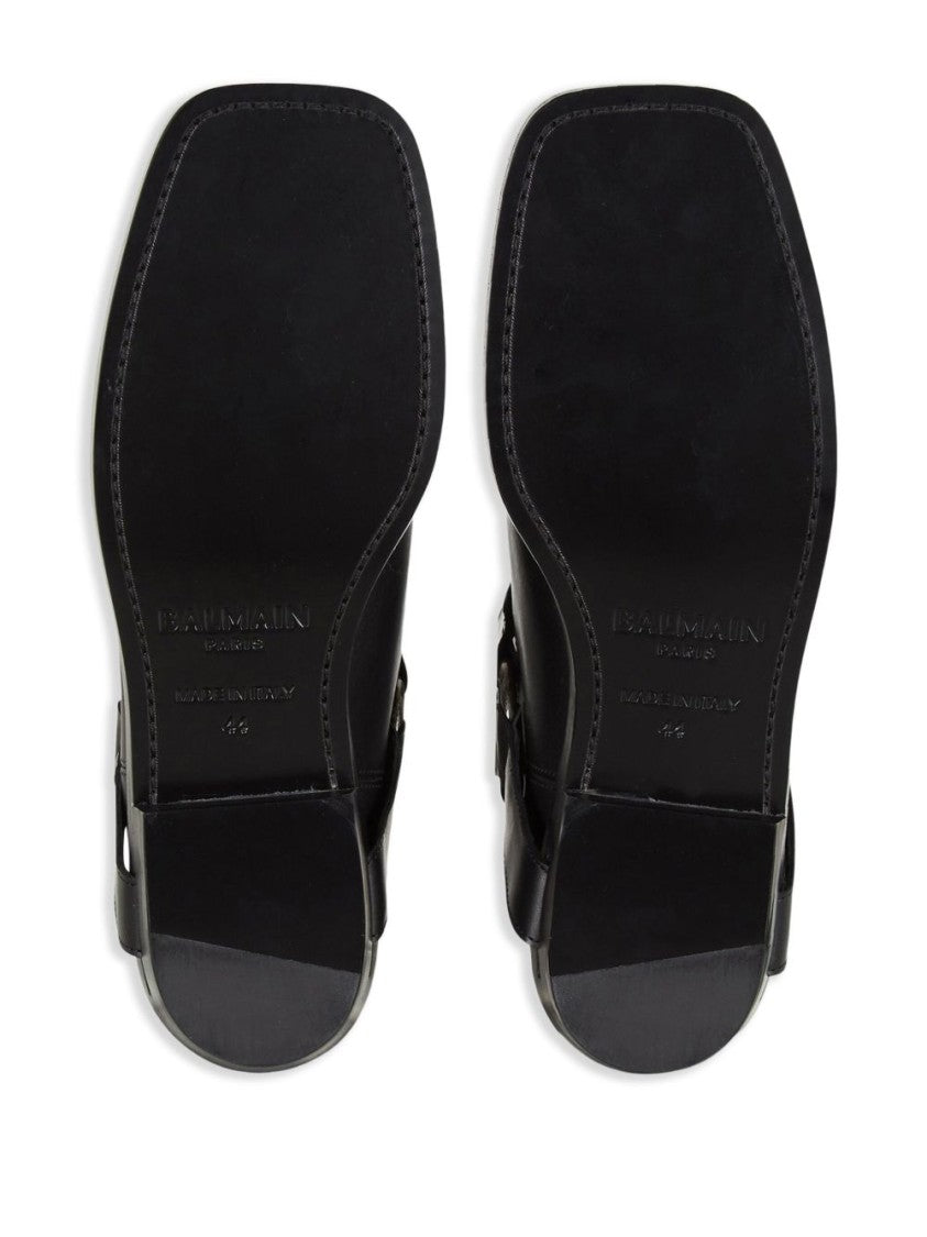 Balmain Black Double Pull Tab Square Boots