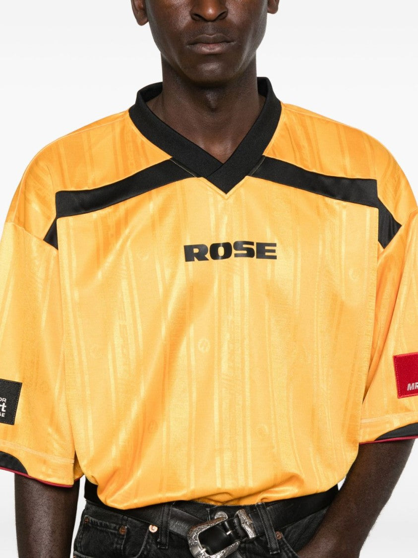 Martine Rose Football-Inspired V-Neck T-Shirt With Logo Accents