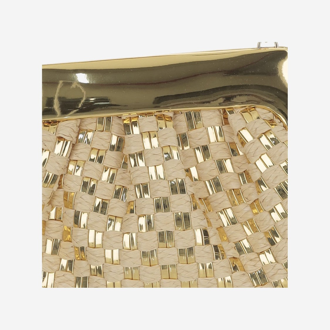 Themoirè Emera Micro Weaved Straw Laminated Clutch Bag