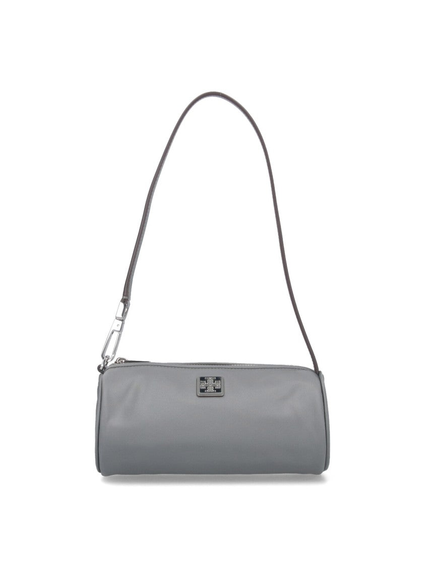 Tory Burch Cylindrical Grey Nylon Shoulder Bag