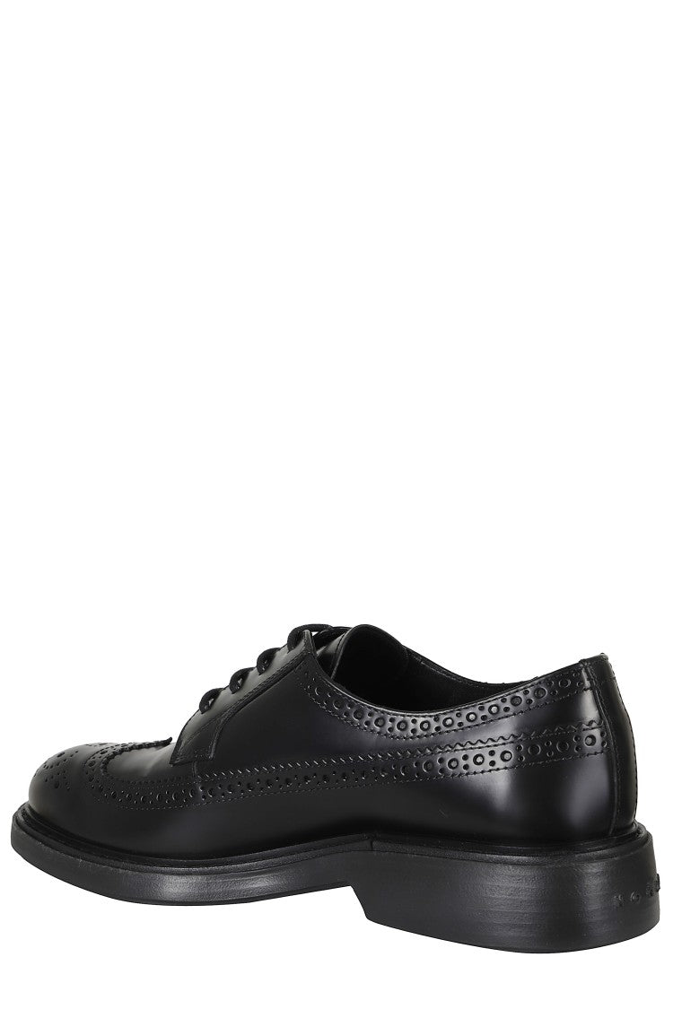 Hogan Black H704 Perforated Embellishments Leather Brogues