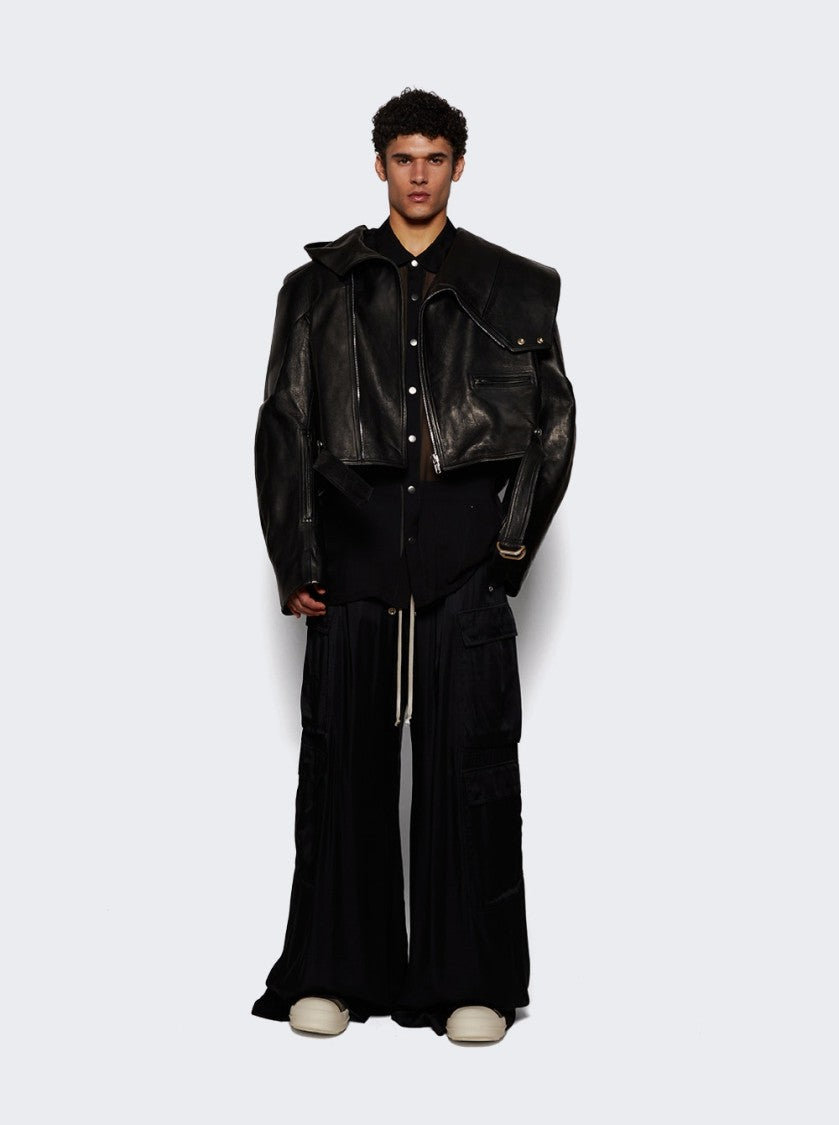 Rick Owens Cropped Hooded Stooges Jacket Black