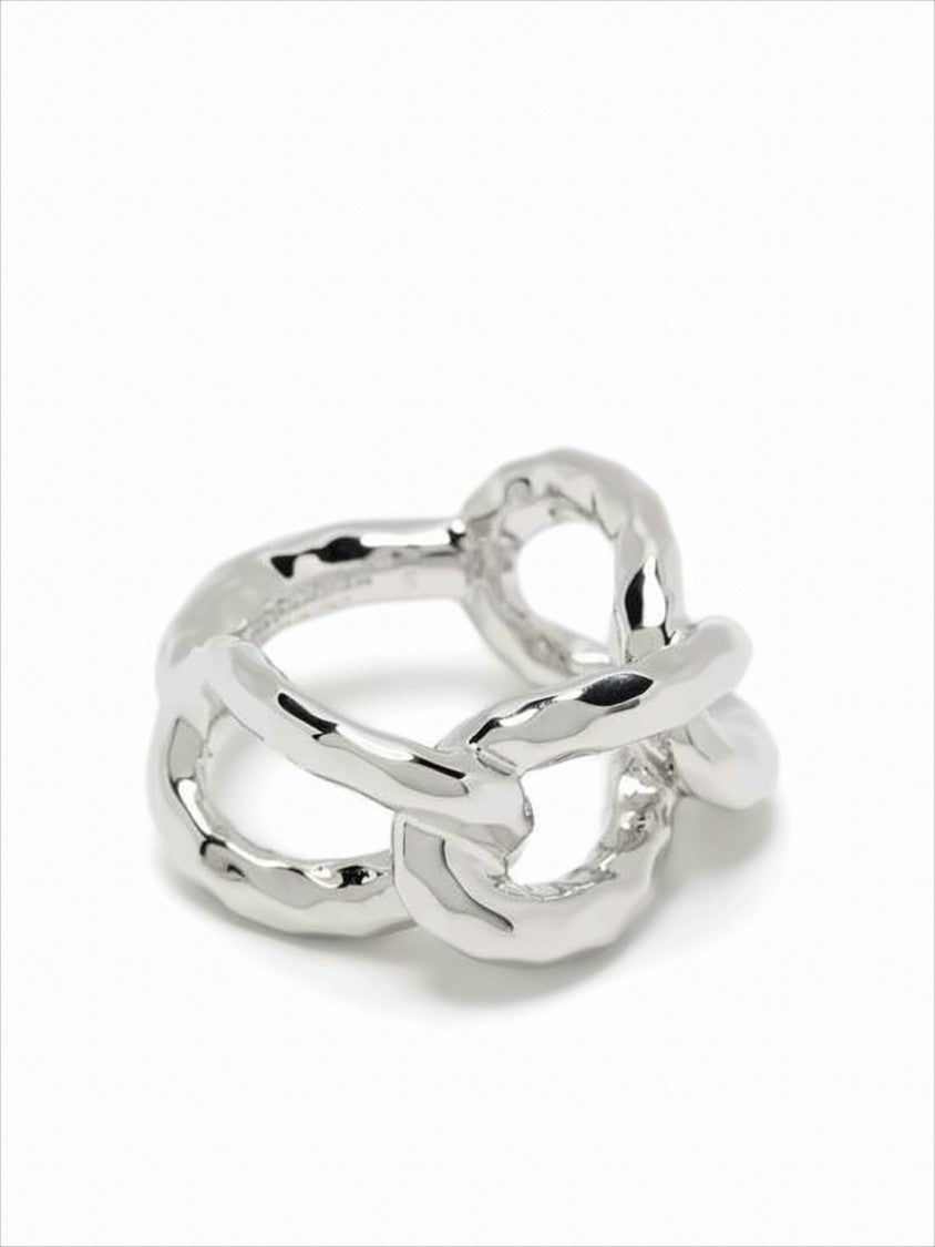 Jil Sander Sculptural Interlocking Chain-Link Silver Ring
