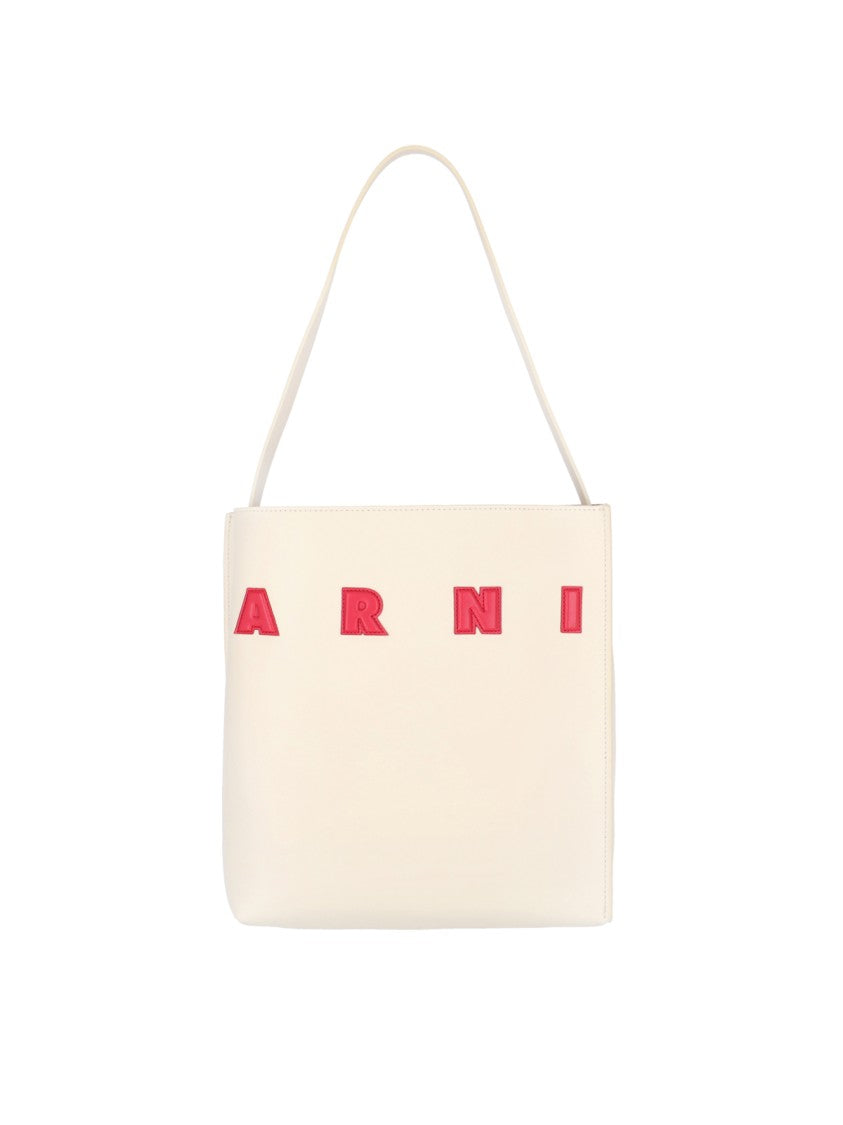 Marni Structured Handbag With Bold Lettering And Minimalist Design