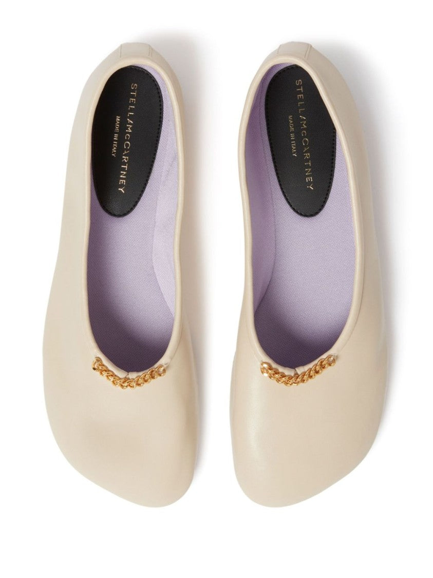 Stella Mccartney Rounded Toe Flats With Subtle Chain Detail