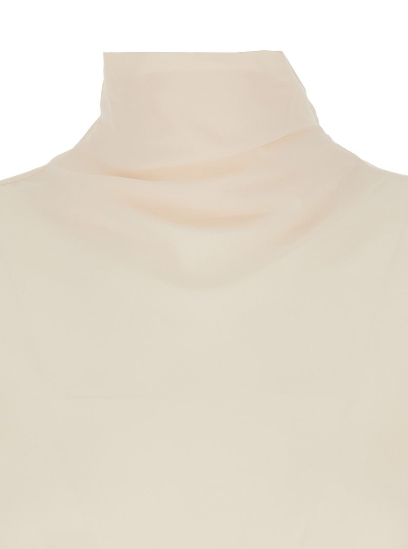 Semi Couture Crepe De Chine High Neck Blouse