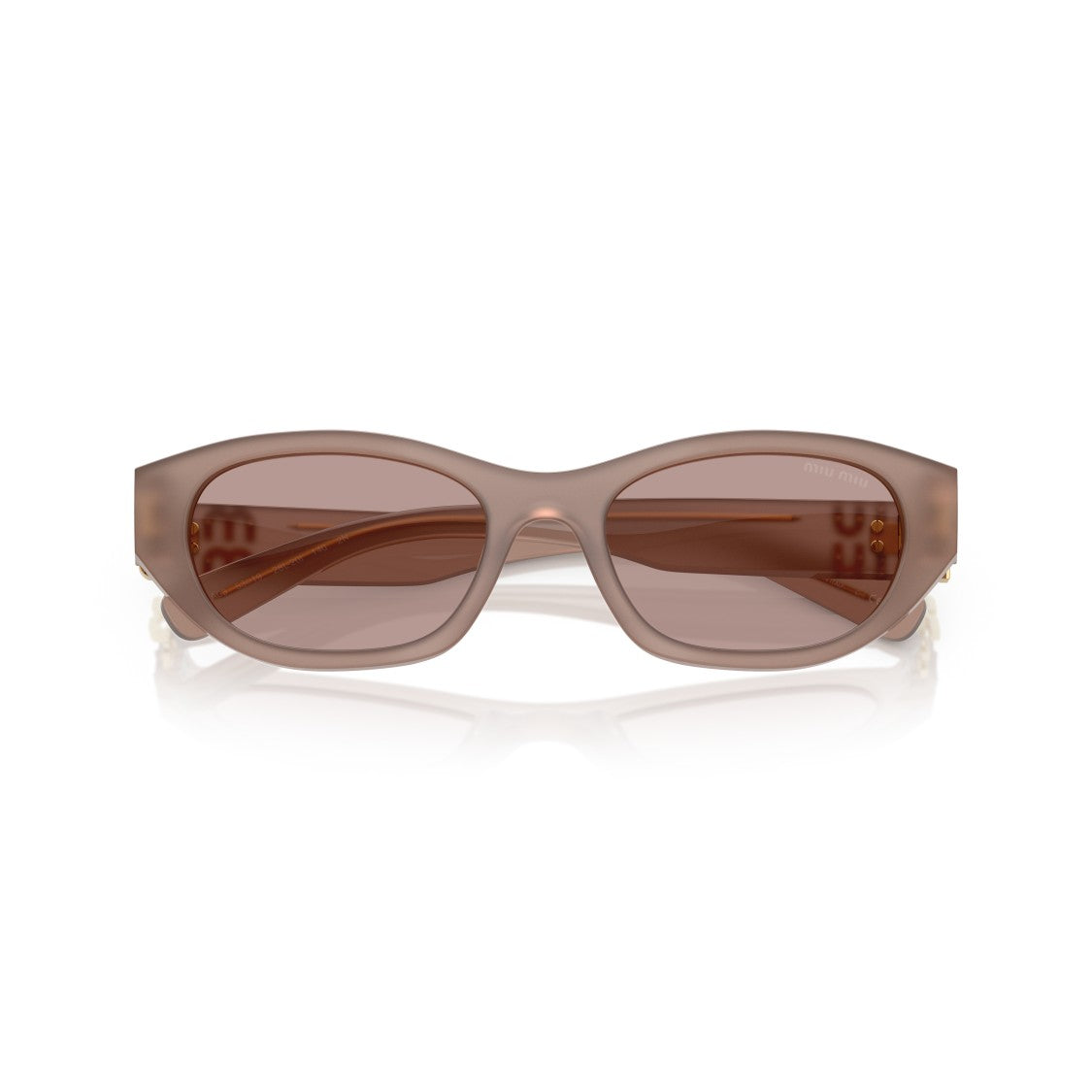 Miu Miu 0Mu A03s Translucent Taupe Oval Sunglasses