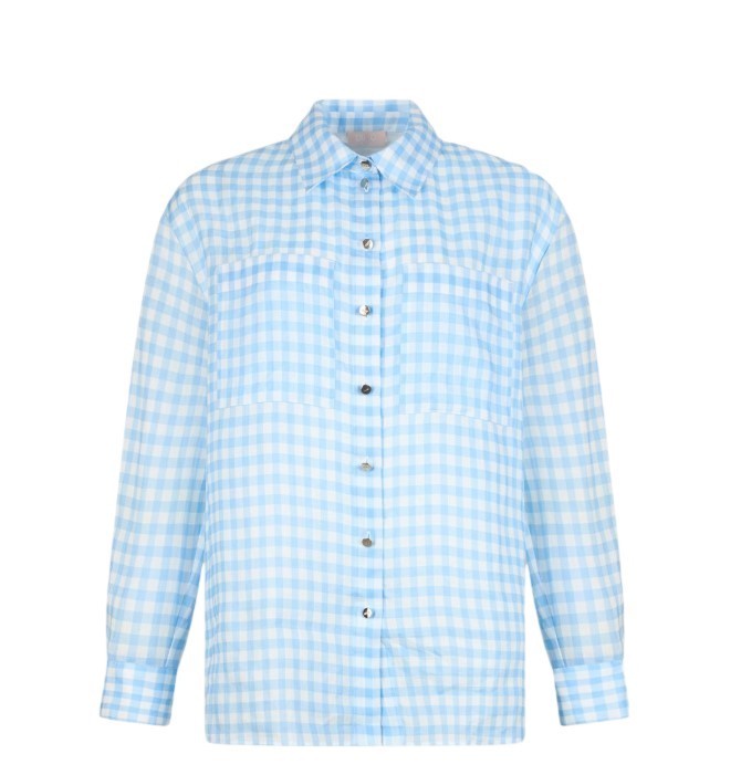 Liu Jo Checked Ramie Shirt With Logoed Button Closure