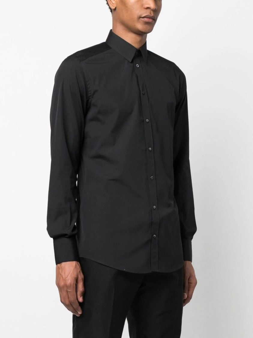 Dolce & Gabbana Fitted White Pointed Collar Cotton Shirt