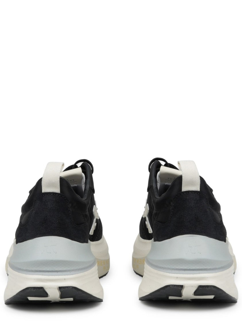 Premiata Cushioned Black Sneakers With Textured Outsole And Contrasting Logo