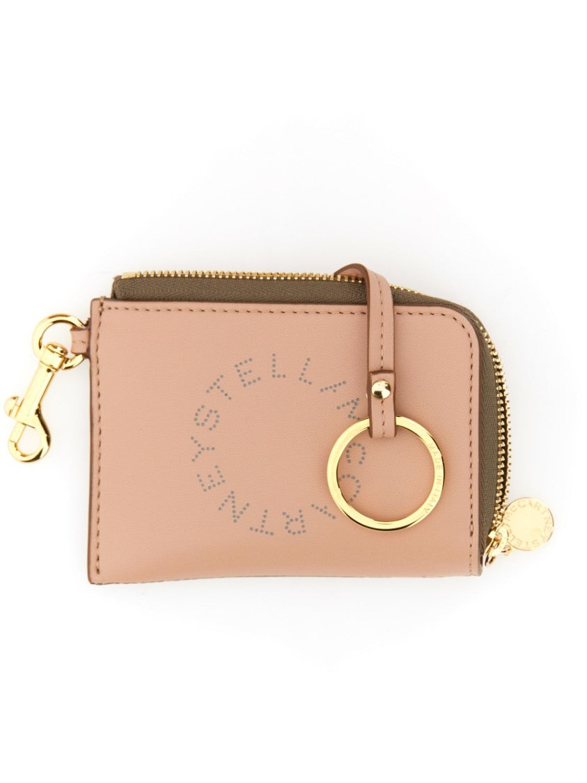 Stella Mccartney Compact Wallet With Perforated Logo And Zip Closure