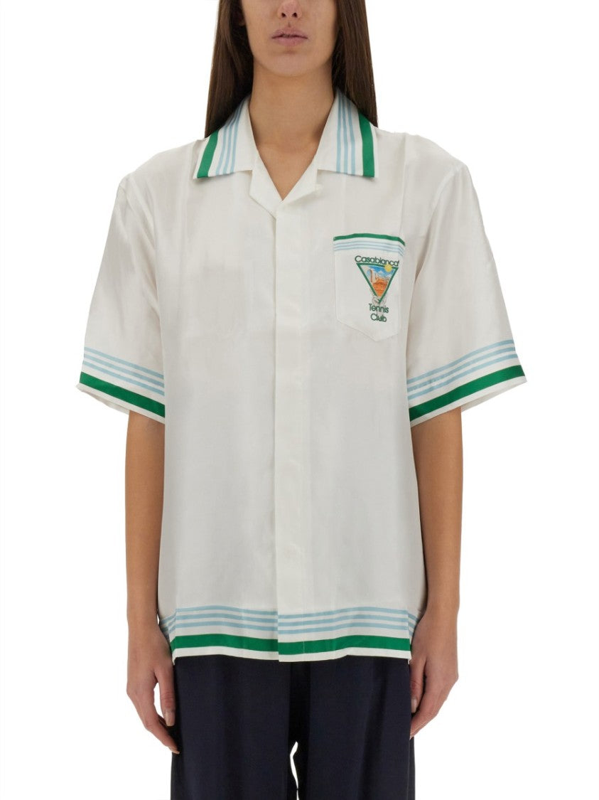 Casablanca Cuban Collar Silk Shirt