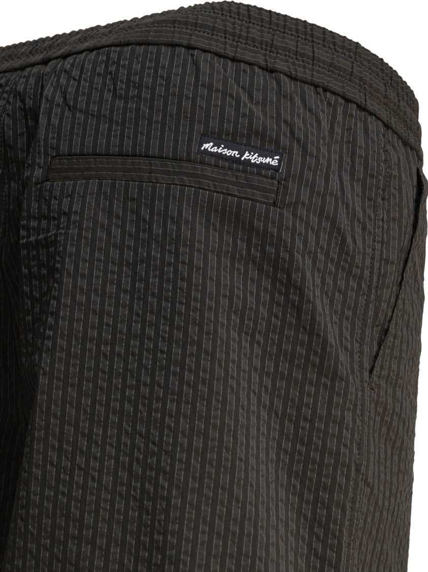 Maison Kitsuné Dark Green Pinstripe Shorts