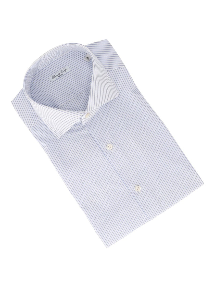 Sartoria Del Campo-Sonrisa White Pinstripe Cotton Dress Shirt