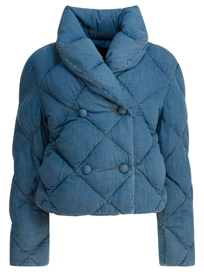 Thelaurent Cropped Quilted Jacket With Double-Breasted Design