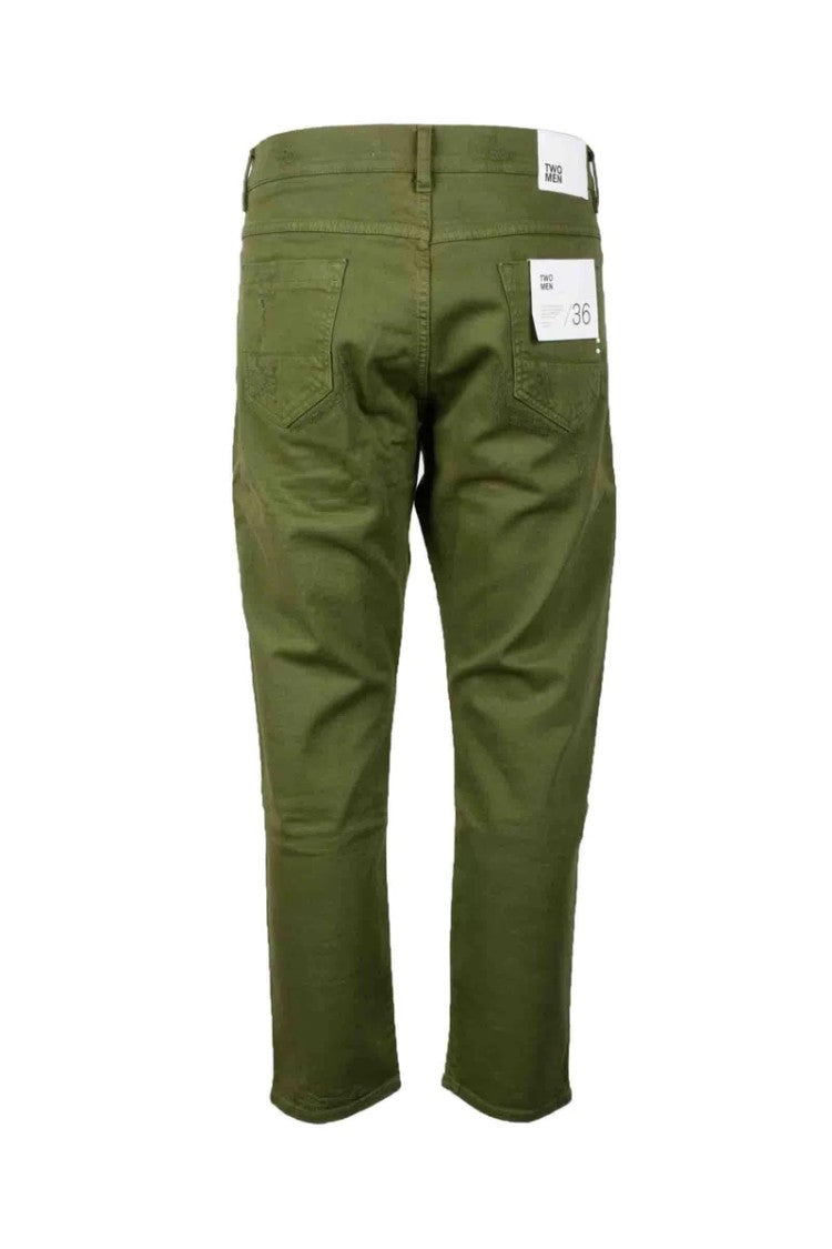 Two Men Green Cotton Stretch Jeans