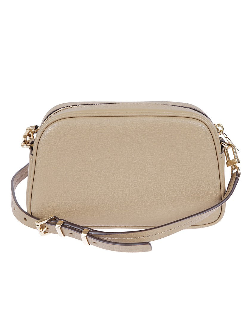 Michael Kors Husk-Hued Hammered Leather Shoulder Bag With Gold-Tone Accents