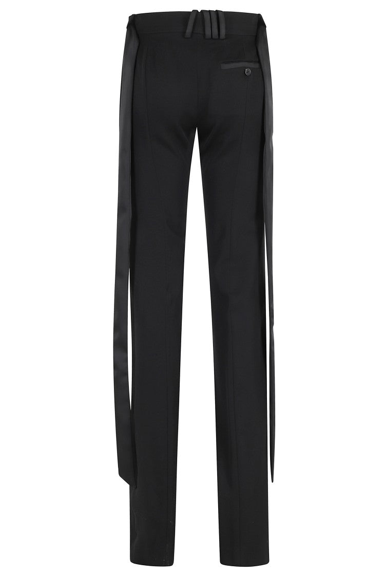 The Attico Black Front-Darts Viscose-Band Wool Straight-Leg Pants