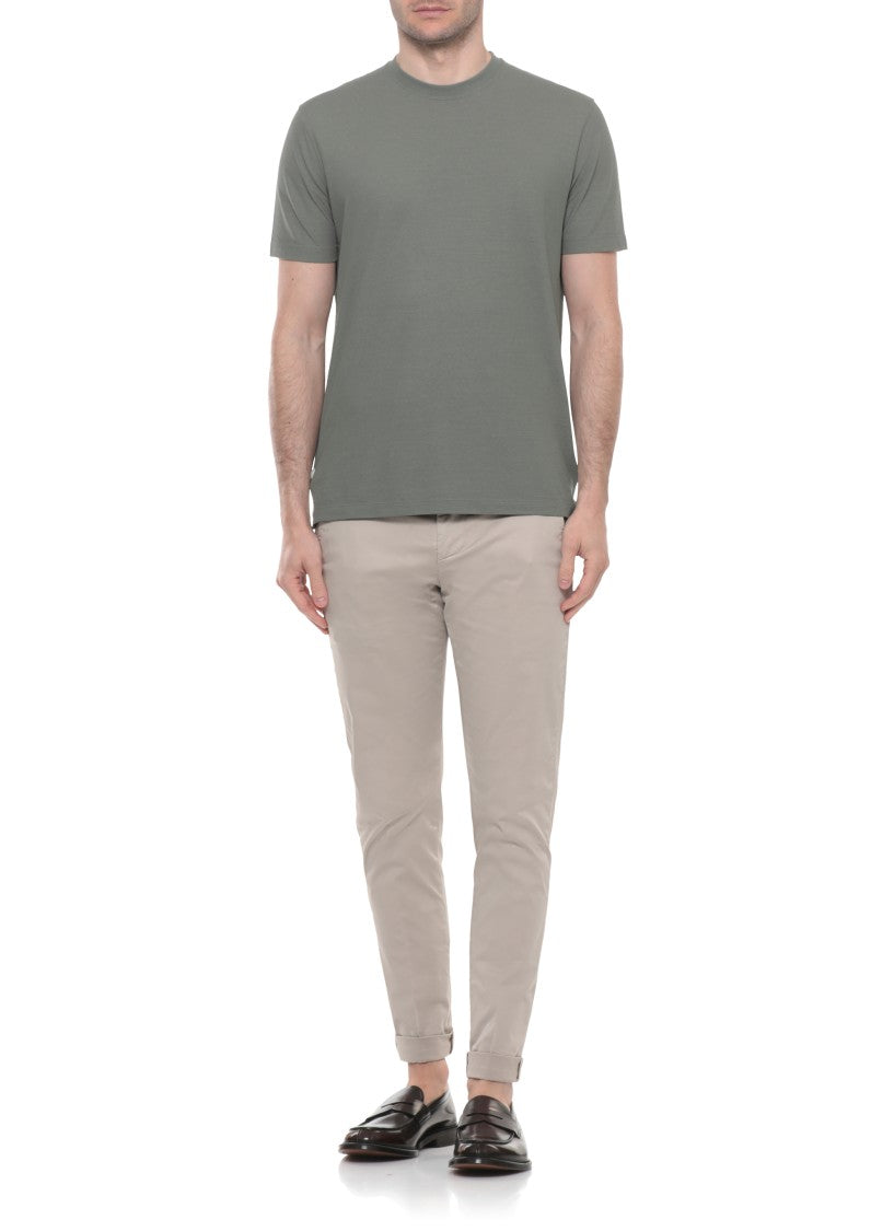 Zanone Sage Green Cotton Crewneck T-Shirt