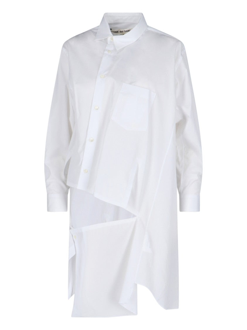 Comme Des Garçons Asymmetric Long Shirt – White