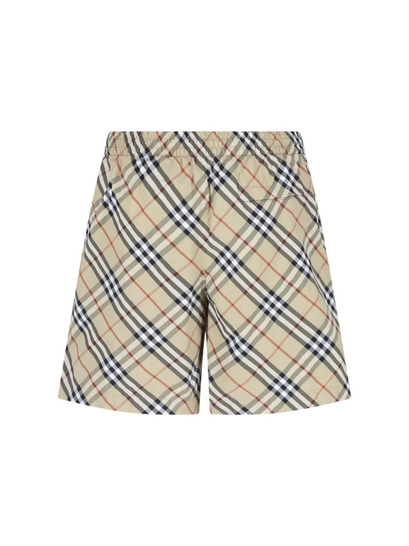 Burberry Beige Check Fabric Swim Shorts