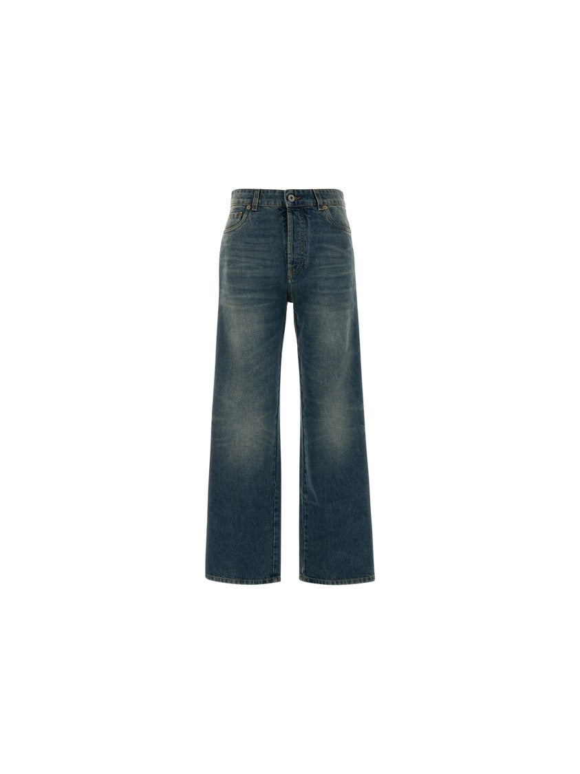 Miu Miu Wide-Leg Denim Pants With Embossed Logo Detail