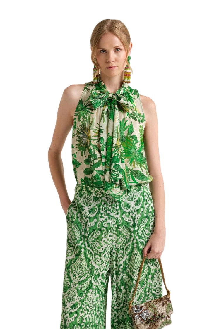Maliparmi Printed Viscose Georgette Halter Neck Top