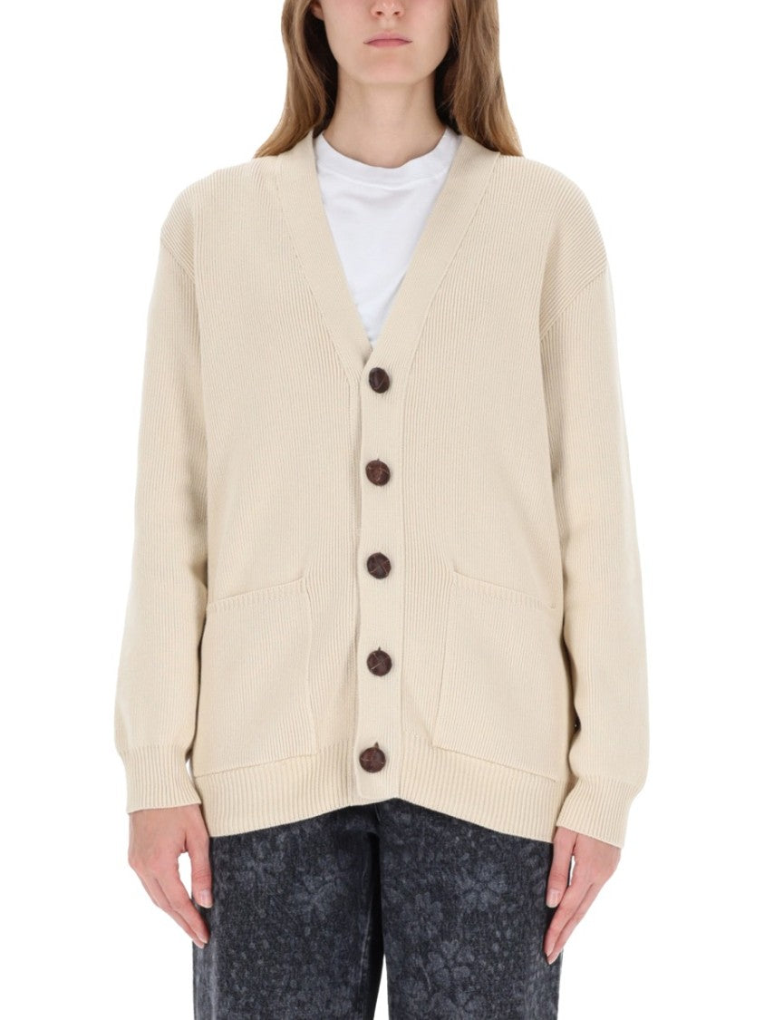 Golden Goose Beige Knit Cardigan With Button-Down Front