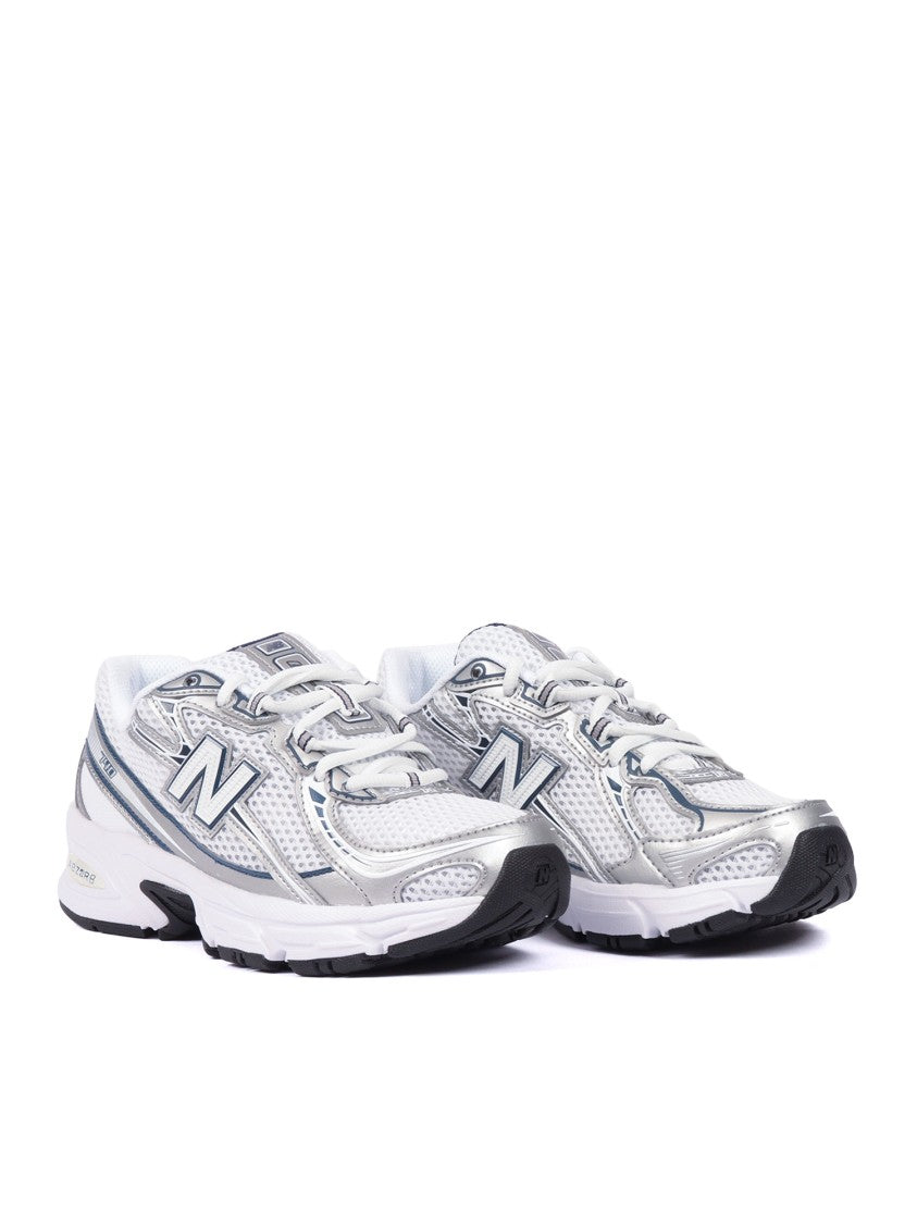 New Balance White Silver Navy Sporty Sneakers