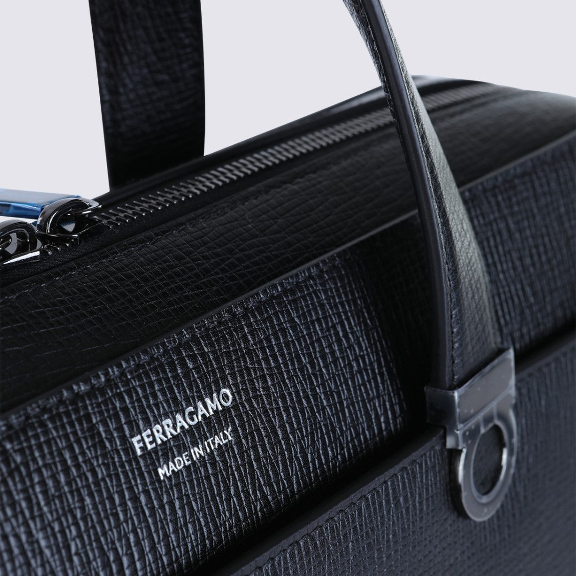 Ferragamo Black Leather Top Handle Bag